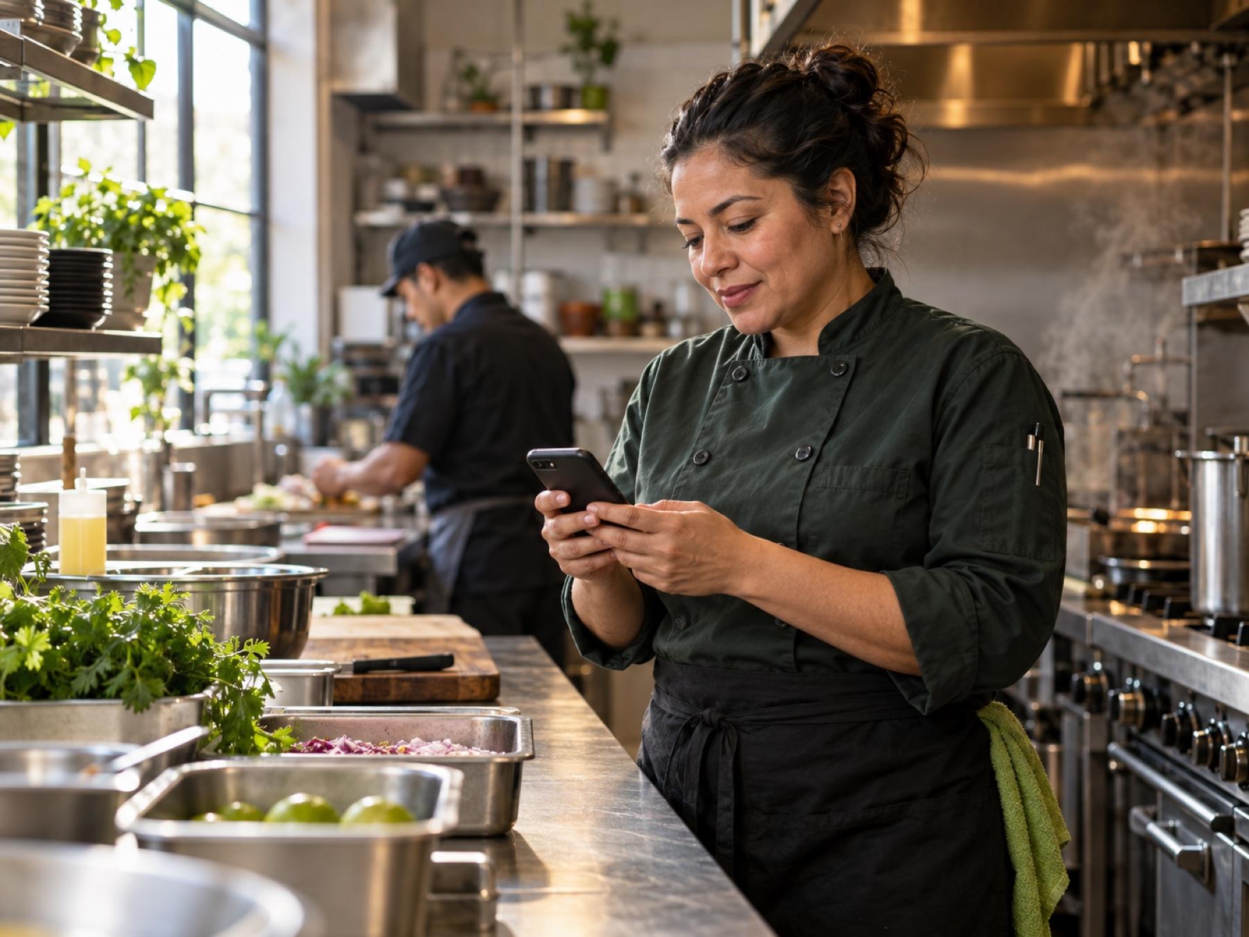 A restaurant manager checking today's staffing plan